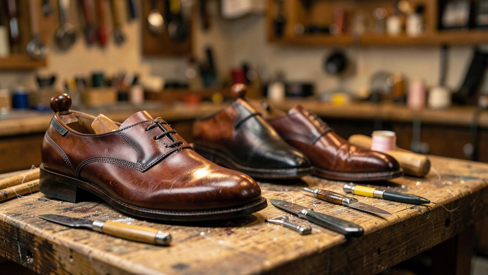 Leather footwear care and restoration illustrated at the Joannavero Co. workshop
