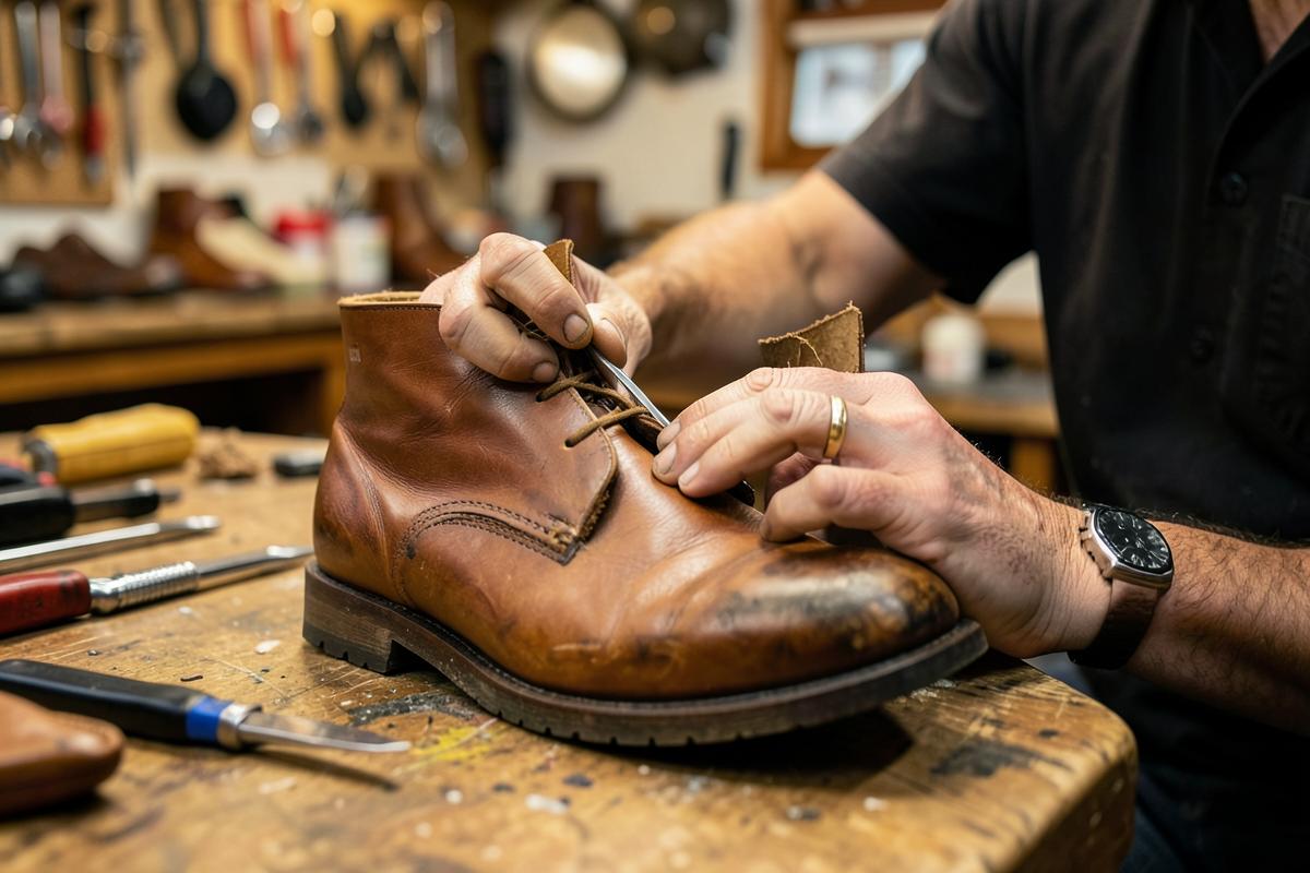 Restored leather footwear repaired for customers in Wylie, Texas